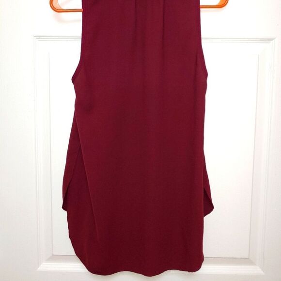 Wilfred Women's Size XS Burgundy Sheer Chiffon Hi-Lo Blouse - Picture 5 of 5